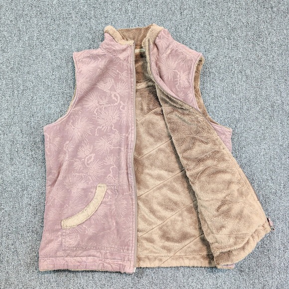Columbia Reversible Vest Small Pink Floral Cotton Corduroy Plush Fleece Gorpcore — photo 2